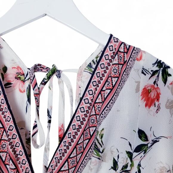 Francesca's X Three Pink Hearts | Boho Print Floral Lined Romper - Small - Picture 5 of 11